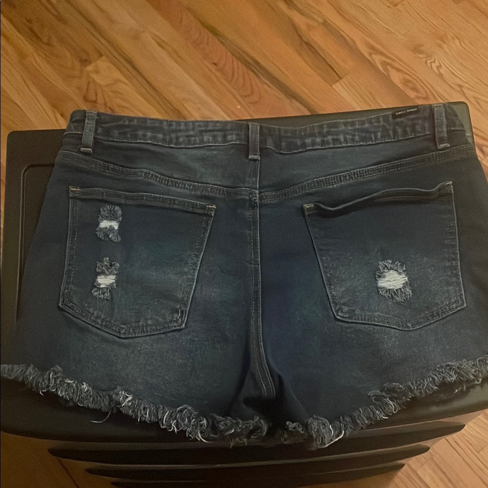 Almost Famous Dark Blue Distressed Jean Shorts - Picture 5 of 6